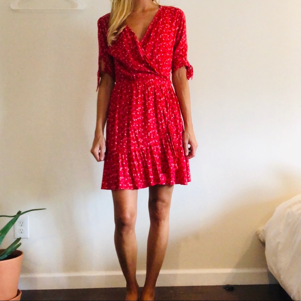 Auguste the Label. Tie sleeve printed wrap dress